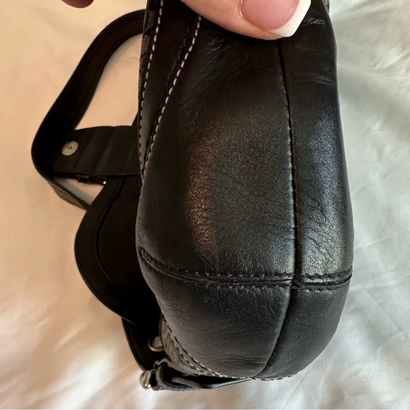 COACH Chic Black and Gray Shoulder Bag with silver buckle style - Picture 5 of 10